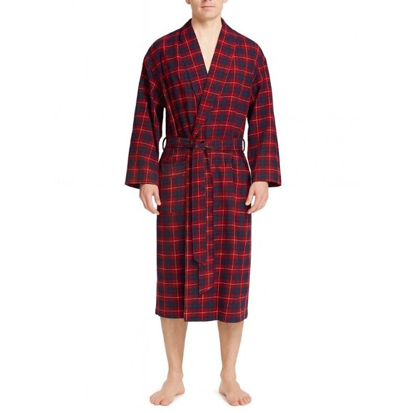 Vintage Christian Dior Monsieur Men’s Robe Plaid Red One Size Cotton